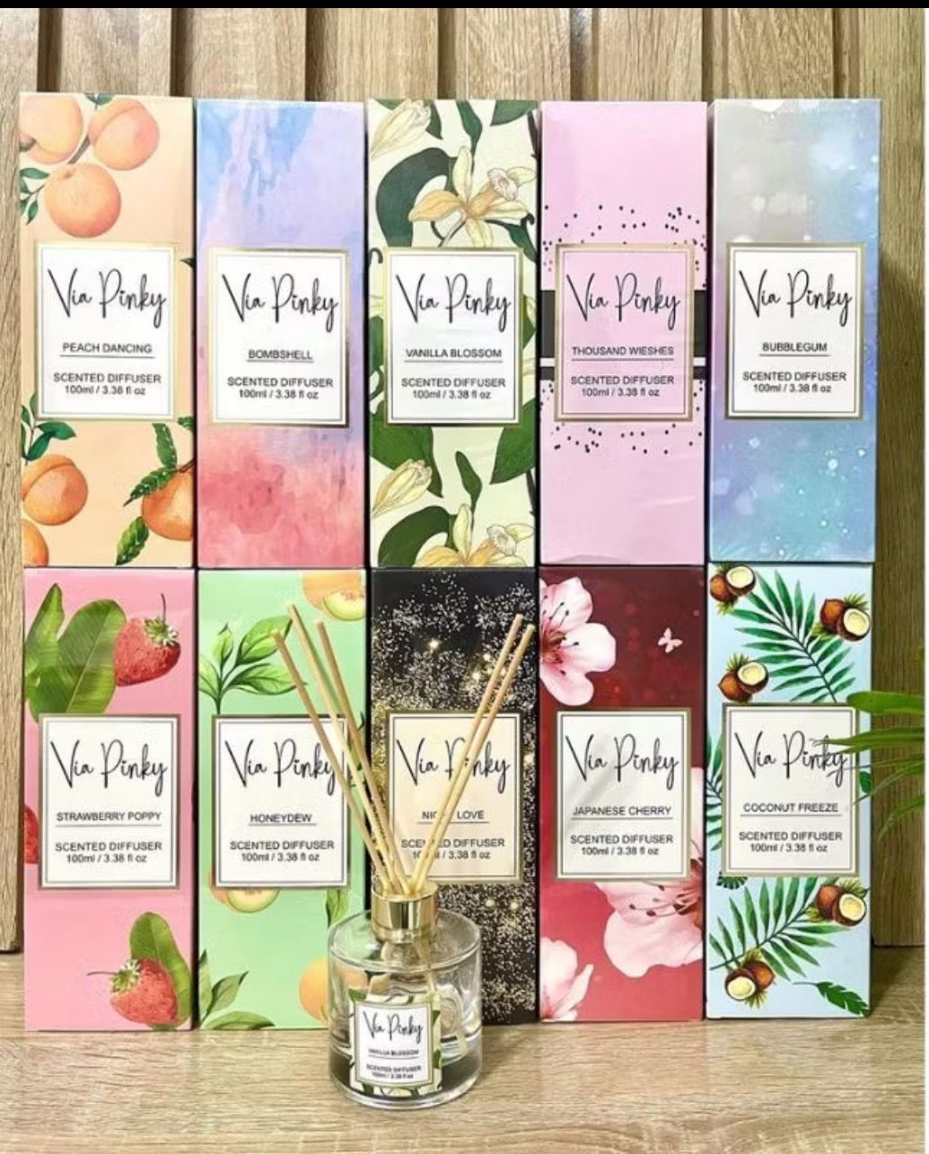 2bottle $10.00 100ML Via Pinky Home Diffuser Pewangi Rumah Air Freshener home Perfume Aromatherapy Reed Diffuser Pewangi Bilik