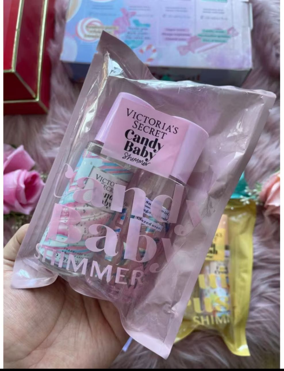 2set $10.00 Ship fast Victoria 2 in 1 secret gift set 75ml*2pcs body mist and shimer minyak wangi fragrance set value set present