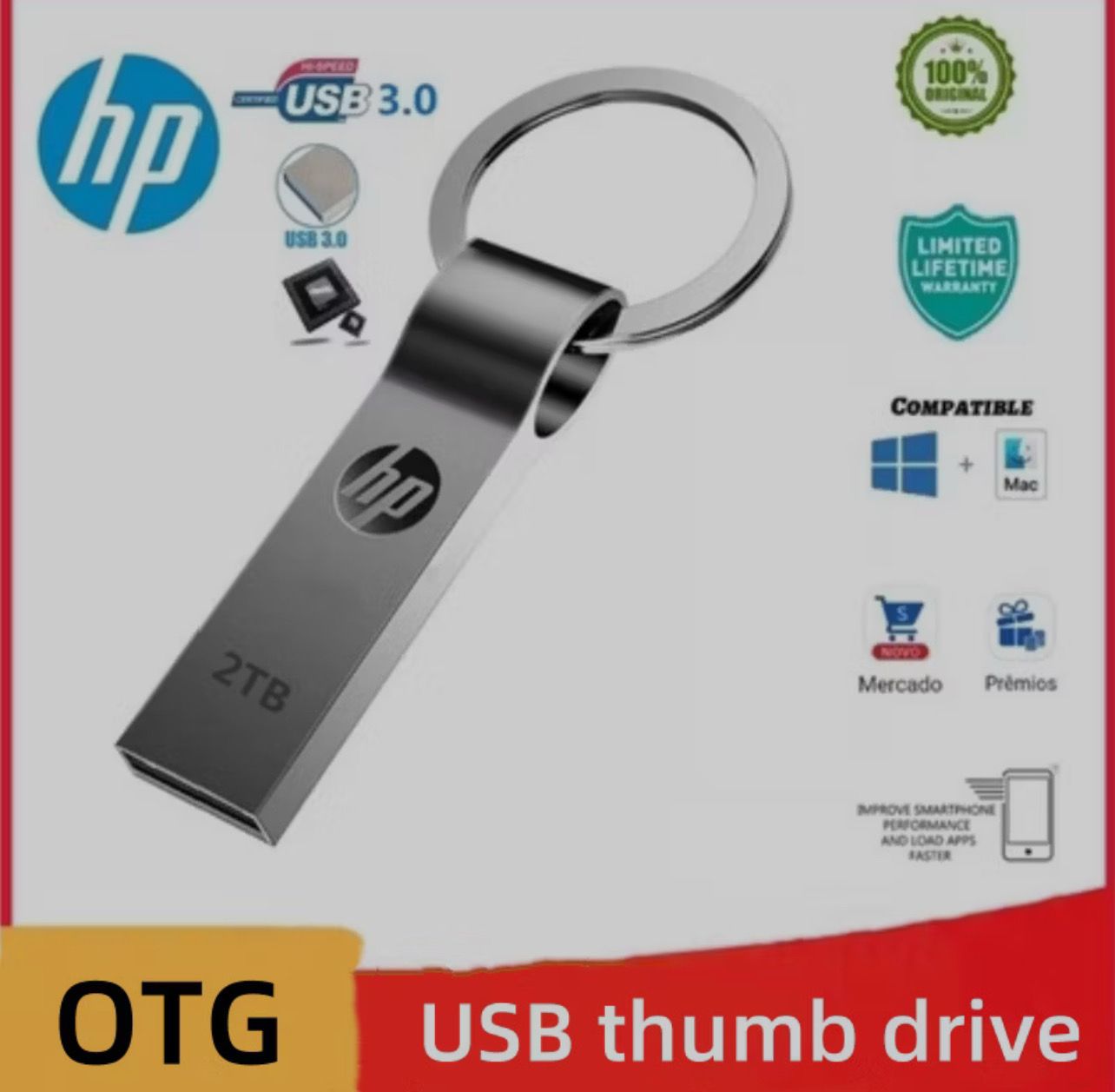 $10.00 -2TB OTG thumb drive 256GB 128GB 512GB 1TB 2TB USB3.0 Flash disk 64GB 32GB USB Pen drive Stick with Keychain Flash Driver
