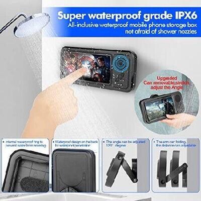 Waterproof Shower Phone Holder with 480° Rotation, Angle Adjustable, Wall Mounted Phone Holder for Bathroom Kitchen, Up to 6.8In. !!NOW WITH FREE SHIPPING!!