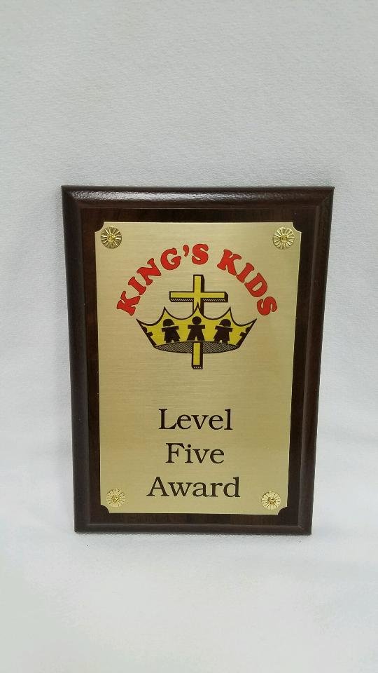 King&#39;s Kids Award Plaque - Level Five