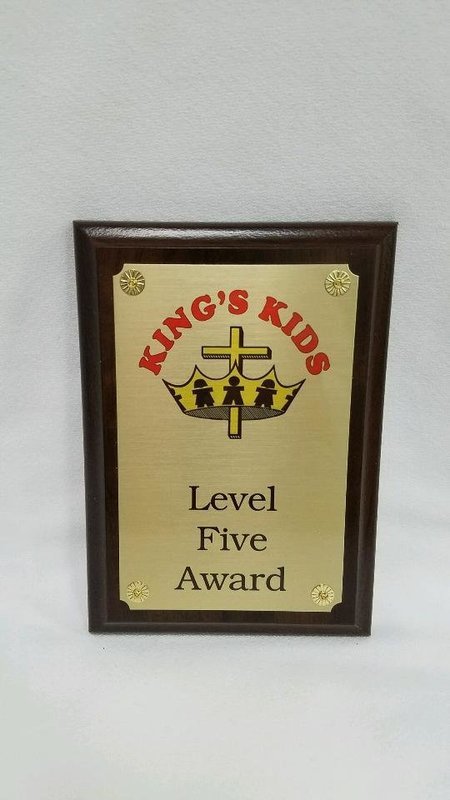 King&#39;s Kids Award Plaque - Level Five