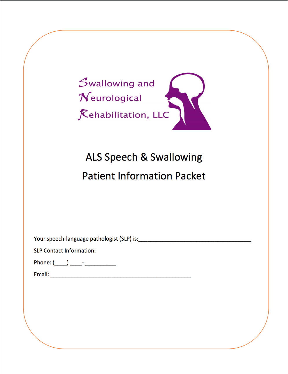 ALS Speech and Swallowing Patient Information Packet