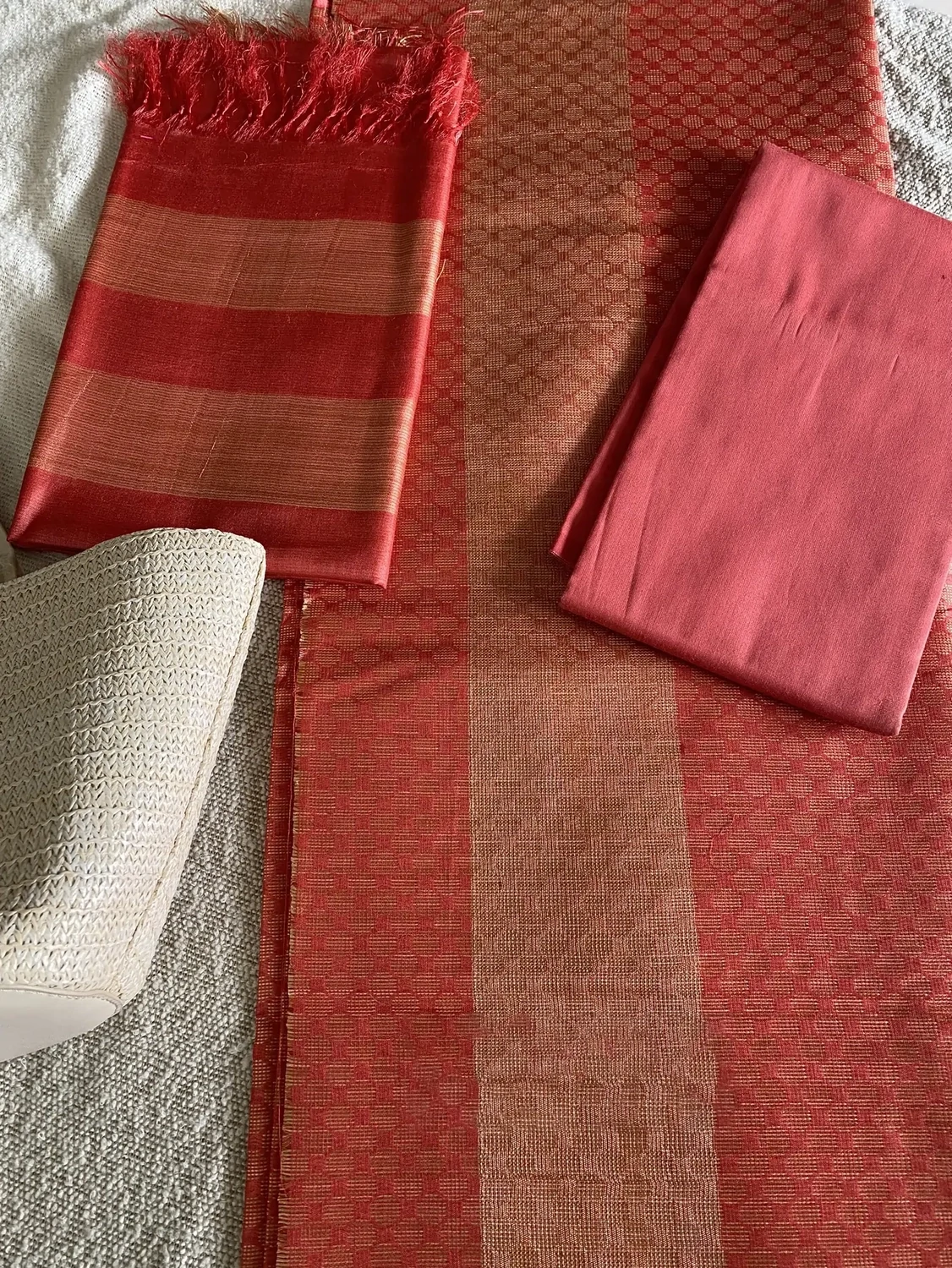 Dazzling Red Three Piece Silk Suit