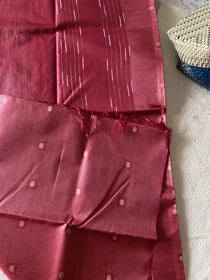 Wine Red and Gold Silk Saree