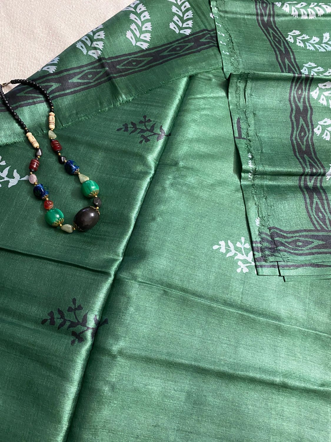 Dark green leaf Print kurta dupatta set