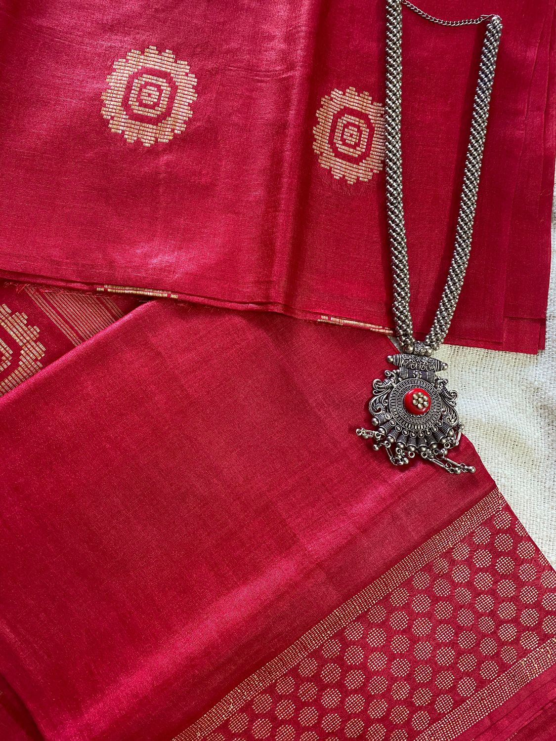 Cherry Red Booti kurta dupatta set
