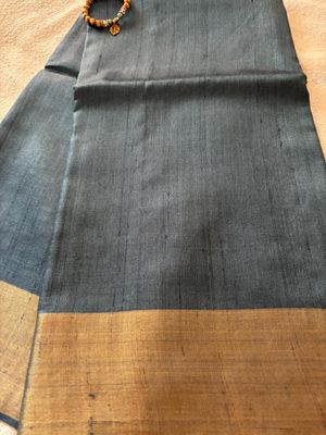 Graceful Ash Blue Pure Kosa Silk Saree with Zari Border