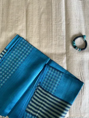 Regal Blue Dupatta with Raw Kosa silk kurta