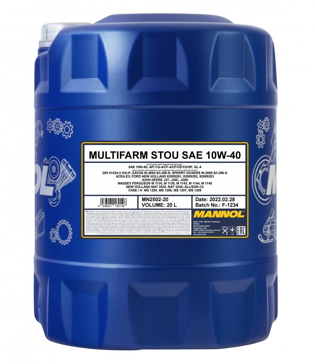 MANNOL MULTIFARM STOU 10W-40 20 LITRAA