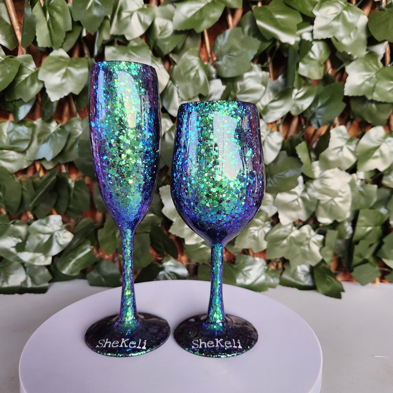 Purple/Green Bundle wine Glasses