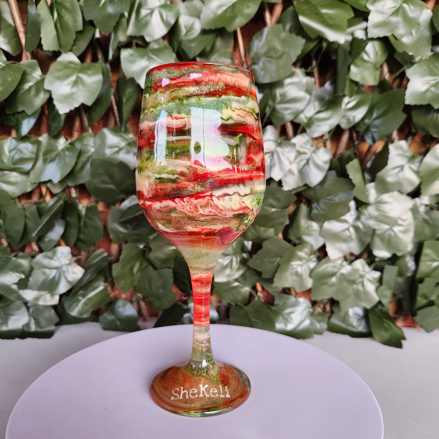Large Red/Green Wine Glass