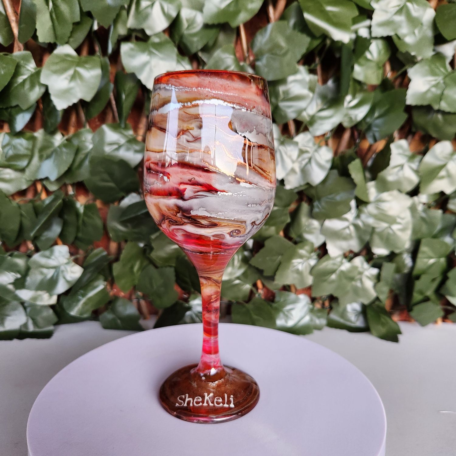 Large Brown/Silver Wine Glass