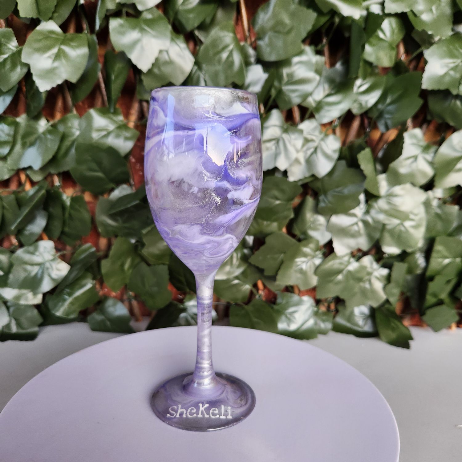 Small Purple/Silver Wine Glass