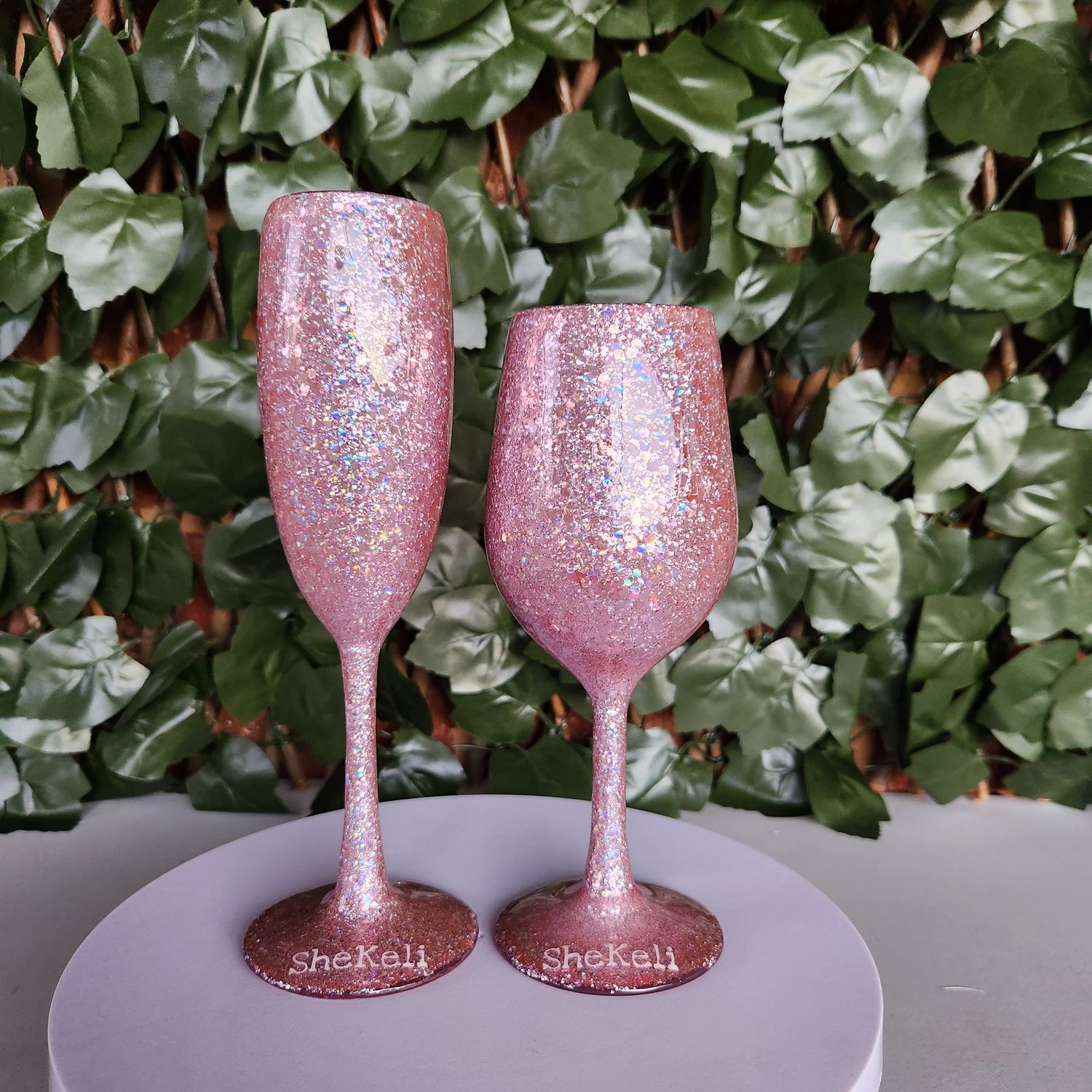 Pink Glitter Bundle Wine Glass