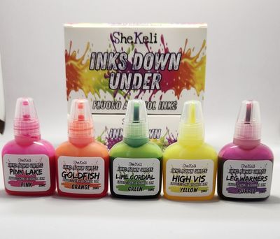 Inks Down Under Fluoro Collection - 5 x 20ml Alcohol Inks