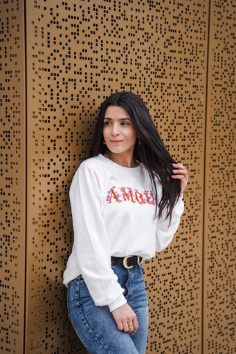 Sweat « CORDELIE » bis/ blanc