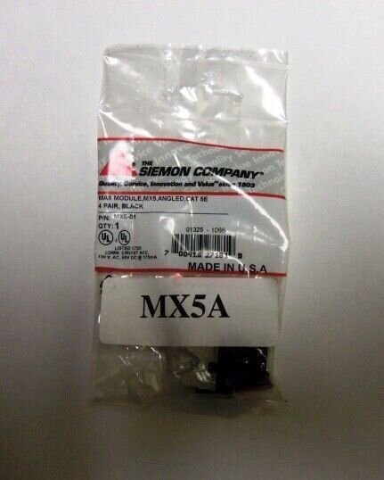 Siemon MX5-01 MAX MODULE,ANGLED,CAT5e UNIVERSAL,BLACK NEW BULK PACKAGE