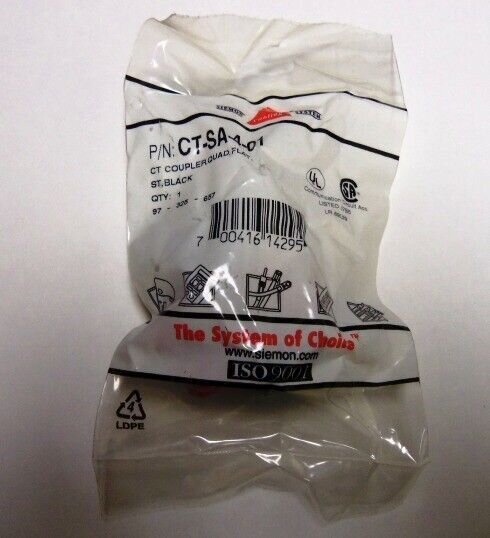 Siemon CT-SA-4-01 CT COUPLER,FLAT,QUAD,ST BLACK NEW BULK PACKAGE