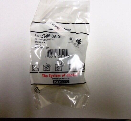 Siemon CT-BA-BA-01 CT COUPLER,FLAT,DOUBLE,BNC BLACKNEW BULK PACKAGE