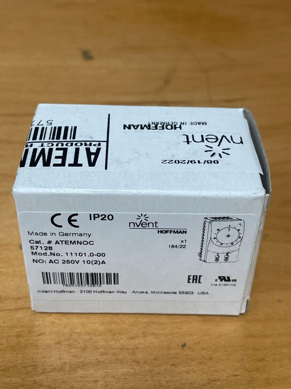 HOFFMAN ATEMNOC Temperature Control Switch,Gray 57128 , 250 v 10(2) A