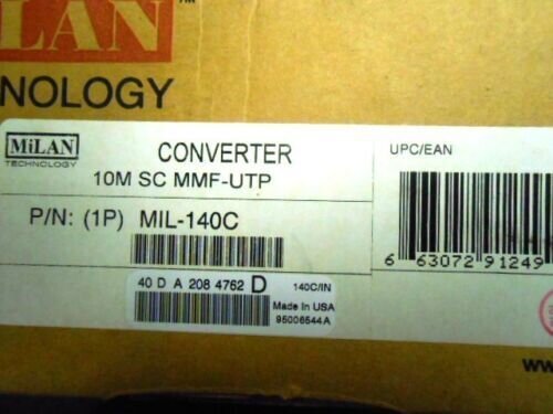 Milan Technology MIL-140C Media Converter , 10BASE-FL to 10BASE-T NEW