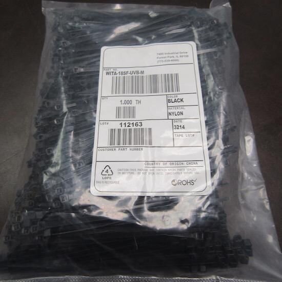 BAG OF 1000 ESSENTRA WITA-18SF-UVB-M CABLE TIE UV BLK 3.85 LENGTH 18LB STRENGTH