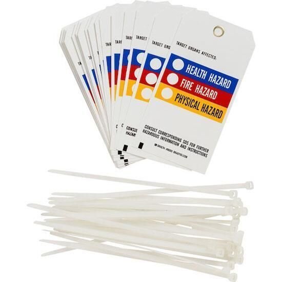 PACK OF 10 BRADY 99203 Y389776 TARGET ORGANS AFFECTED REACTIVITY TAGS