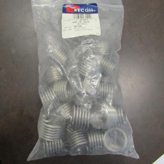 Bag of 25 Recoil 03142 Tanged Free-Running Coil Threaded Insert, 7/8-9 UNC