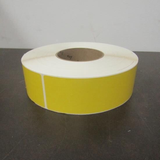 Roll of 1000 2" x 12" yellow Desktop Thermal Transfer Labels 3' core 7 1/2" OD