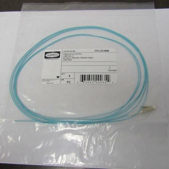 HUBBELL FPLCE3MM FIBER OPTIC PIGTAIL 3 METER LC 50/125um OM3 MULTIMODE FIBER