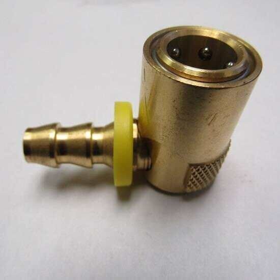 QUICK-CONNECT BRASS FITTING, COUPLER, 1/2" 90° COUPLING, 5/8" HOSE ID BARBED