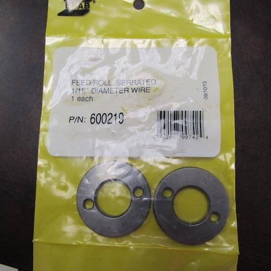 LOT OF 2 ESAB 600219 FEED ROLL, SERRATED 1/16" DIAMETER WIRE