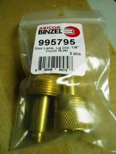 LOT OF 2 ABICOR BINZEL 995795 GAS LENS LG DIA 1/8" FOR TORCH 18,26 NEW