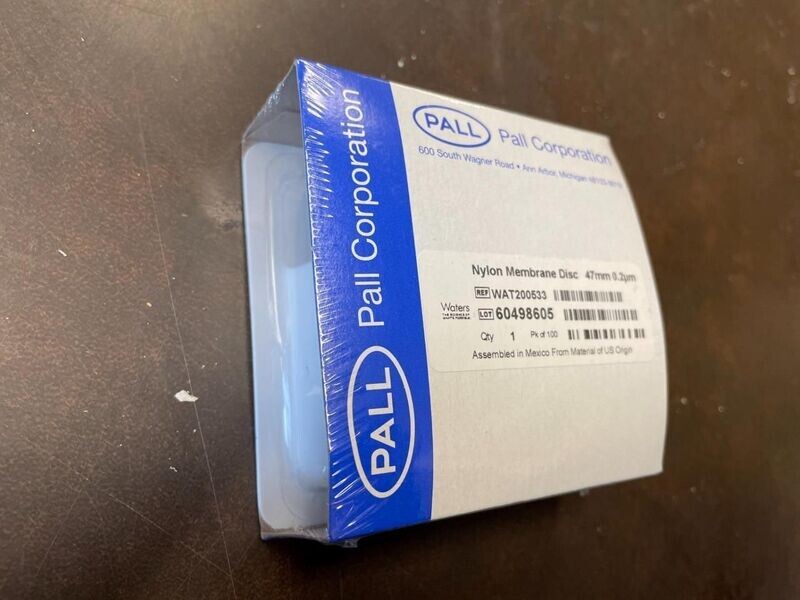 PACK OF 100 PALL WAT200533 NYLON MEMBRANE DISC FILTER 47 mm 0.2 µm