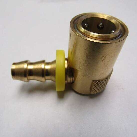 QUICK-CONNECT BRASS FITTING, COUPLER, 1/2" 90° COUPLING, 5/8" HOSE ID BARBED