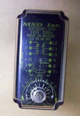 MSD INC 237XBXP-020 120V, 60HZ TIME DELAY RELAY MSD INC 237XBXP-020 120V, 60HZ TIME DELAY RELAY