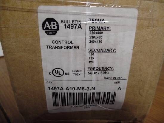 ALLEN BRADLEY 1497A-A10-M6-3-N CONTROL TRANSFORMER MISSING FUSE BLOCK PCCMA6033