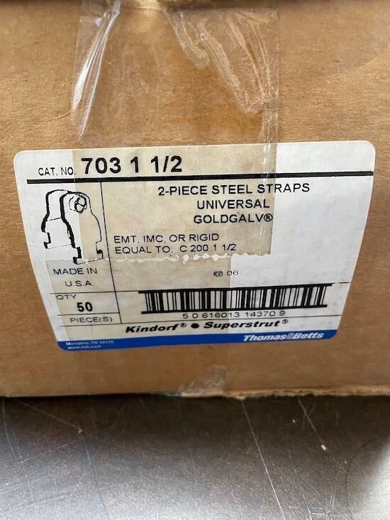 BOX OF 50 THOMAS & BETTS 703 1 1/2 2-PIECE STEEL STRAPS UNIVERSAL