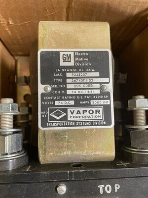 GM ELECTRO MOTIVE 9325207 TYPE 36740111-02 CONTACTOR 74DV VOLTS, 2000 INT AMPS