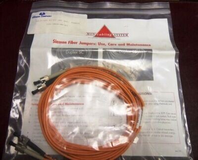 Siemon FJ2-SASA-MM-03/ 62.5/125 ST-ST 3 METERS, DUPLEX, JUMPER NEW BULK PACKAGE Siemon FJ2-SASA-MM-03/ 62.5/125 ST-ST 3 METERS, DUPLEX, JUMPER NEW BULK PACKAGE