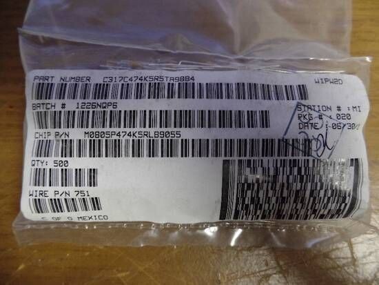 QTY 500 KEMET 317 0.470uF +- 10% 50V MULTILAYERS CERAMIC COATED/RADIAL CAPACITOR