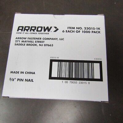 PACK OF 6000 ARROW 23G15-1K 5/8" PIN NAIL