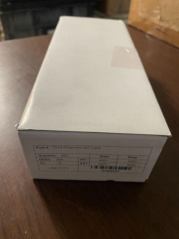 BOX OF 250 7510 PROXIMITY ISO CARD 26A