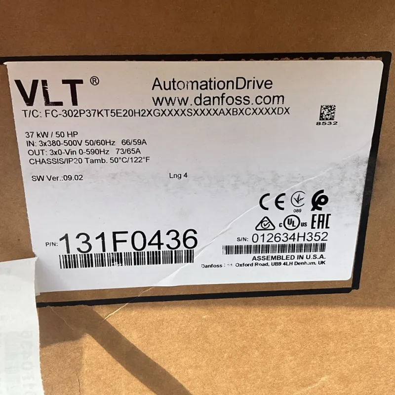 DANFOSS VLT 131F0436 AUTOMATION DRIVE 37 KW, 50 HP