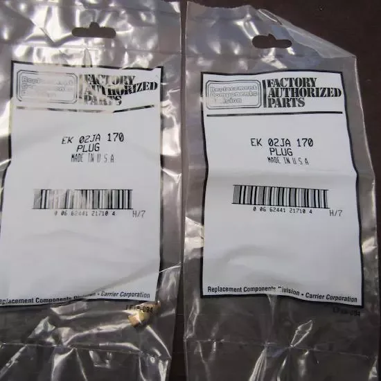 LOT OF 2 CARRIER EK02JA170 / EK 02JA 170 FUSIBLE PLUG LOT OF 2 CARRIER EK02JA170 / EK 02JA 170 FUSIBLE PLUG