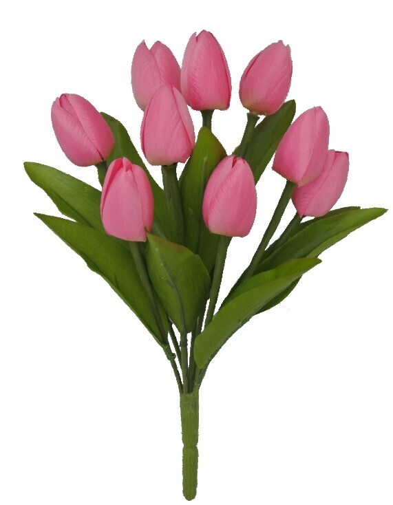 13IN Tulip Bush x9 - Pink
