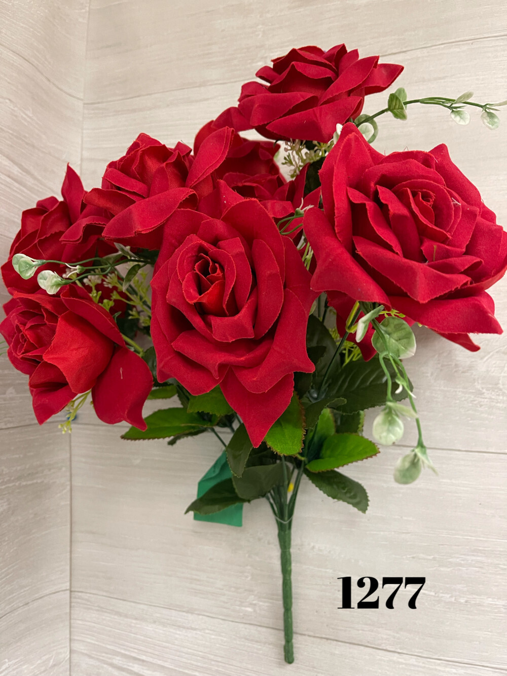 Velvet Open Rose Bush x12 Store Silk Flower