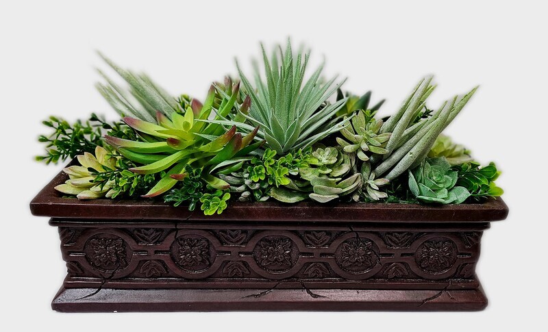 Succulent Arrangement 17.5&quot;  rectangle vase