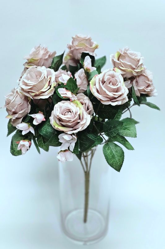 ROSE BUSH X5 w /15 FLOWERS - GREY